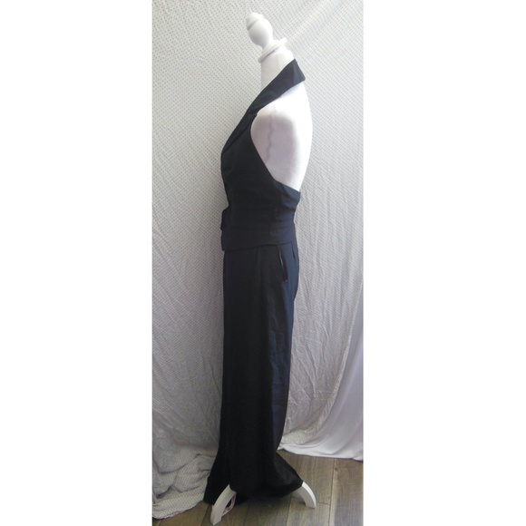 NEW IEENA for MAC DUGGAL Black PLUNGE Halter Neck TUXEDO Evening JUMPSUIT 2 - Picture 10 of 16